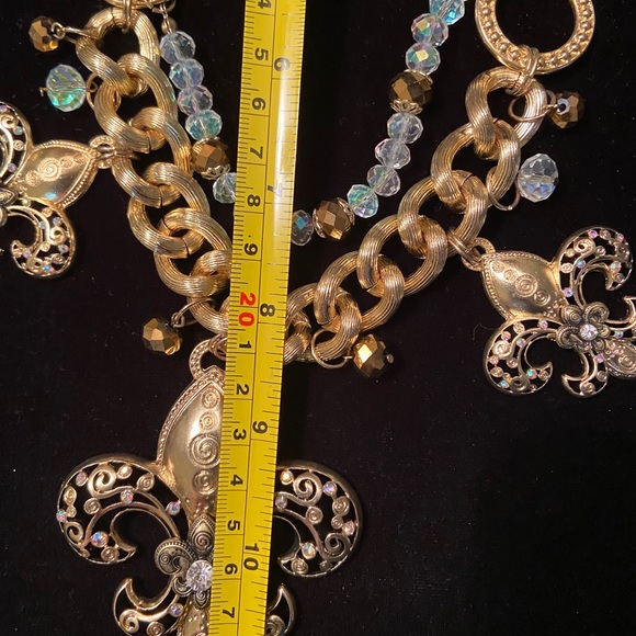 Vintage necklace and earrings Gold tone Set - Picture 8 of 10